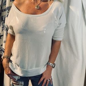 Hollister 3/4 sleeve sequin off shoulder top